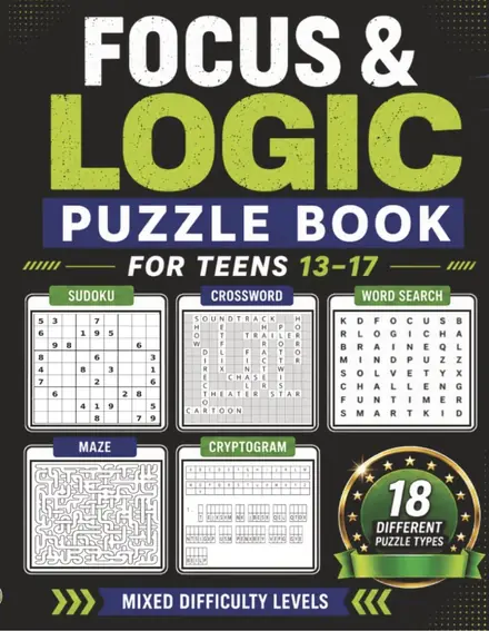 Focus & Logic Puzzle Book for Teens 13–17, front cover