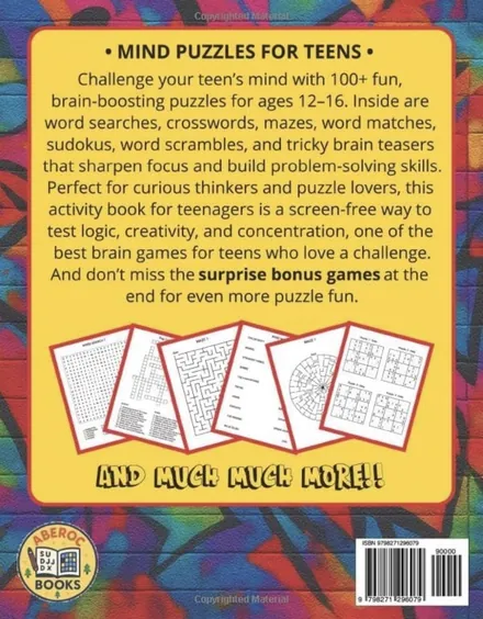 Mind Puzzles for Teens, back cover