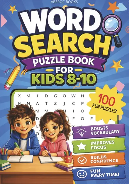 Word Search Puzzle Book for Kids 8–10, front cover